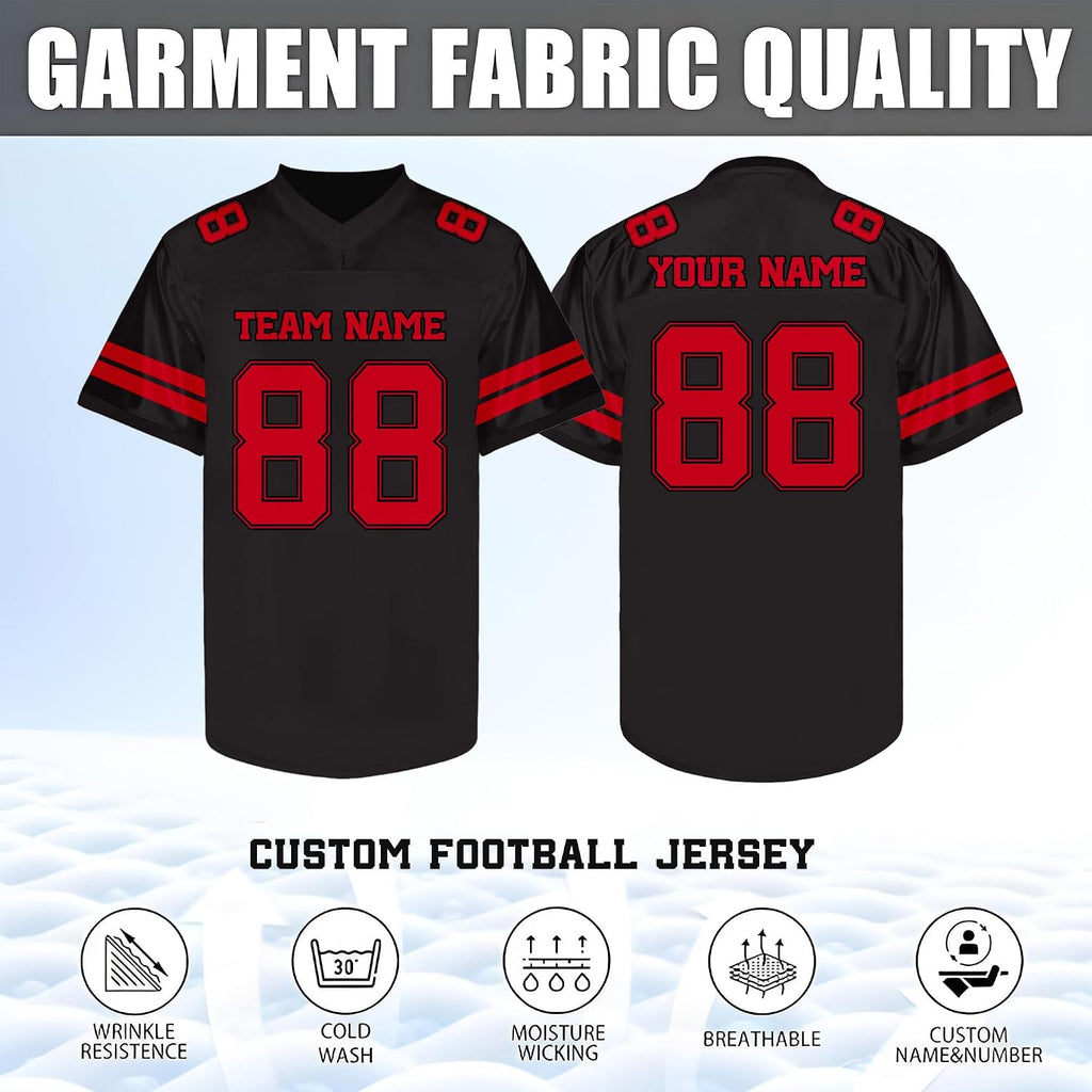 Custom Black and Red Football Jersey