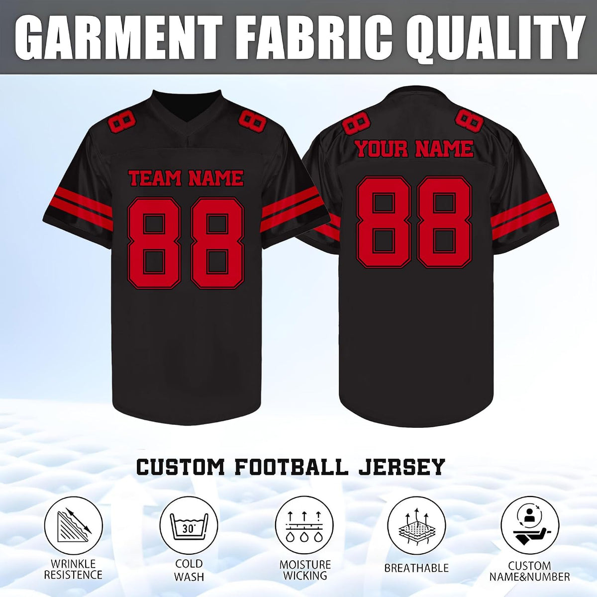 Custom Black and Red Football Jersey