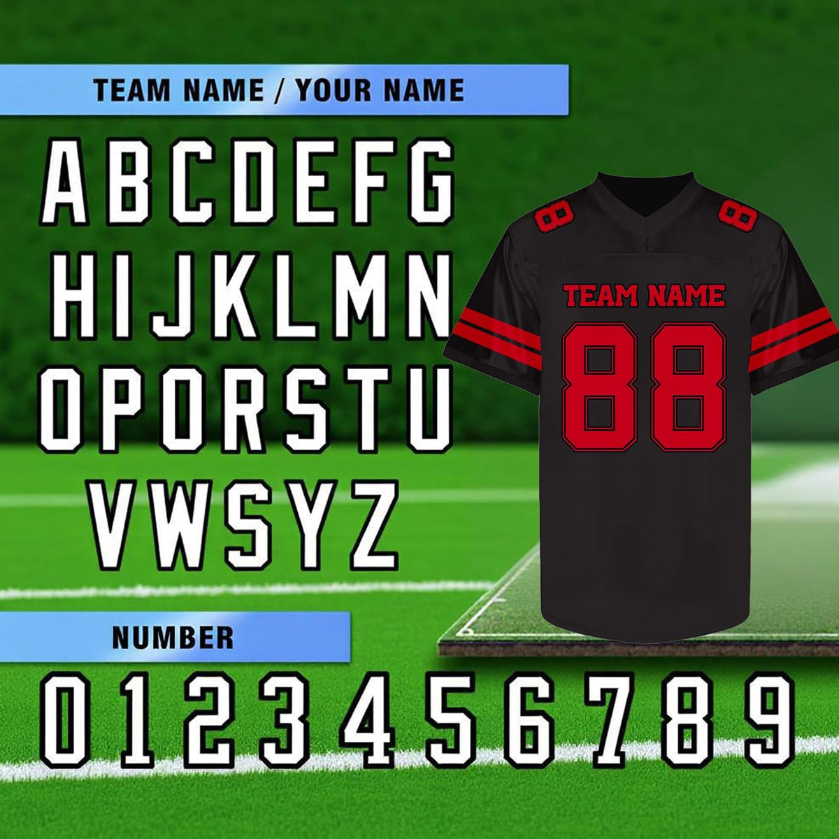 Custom Black and Red Football Jersey