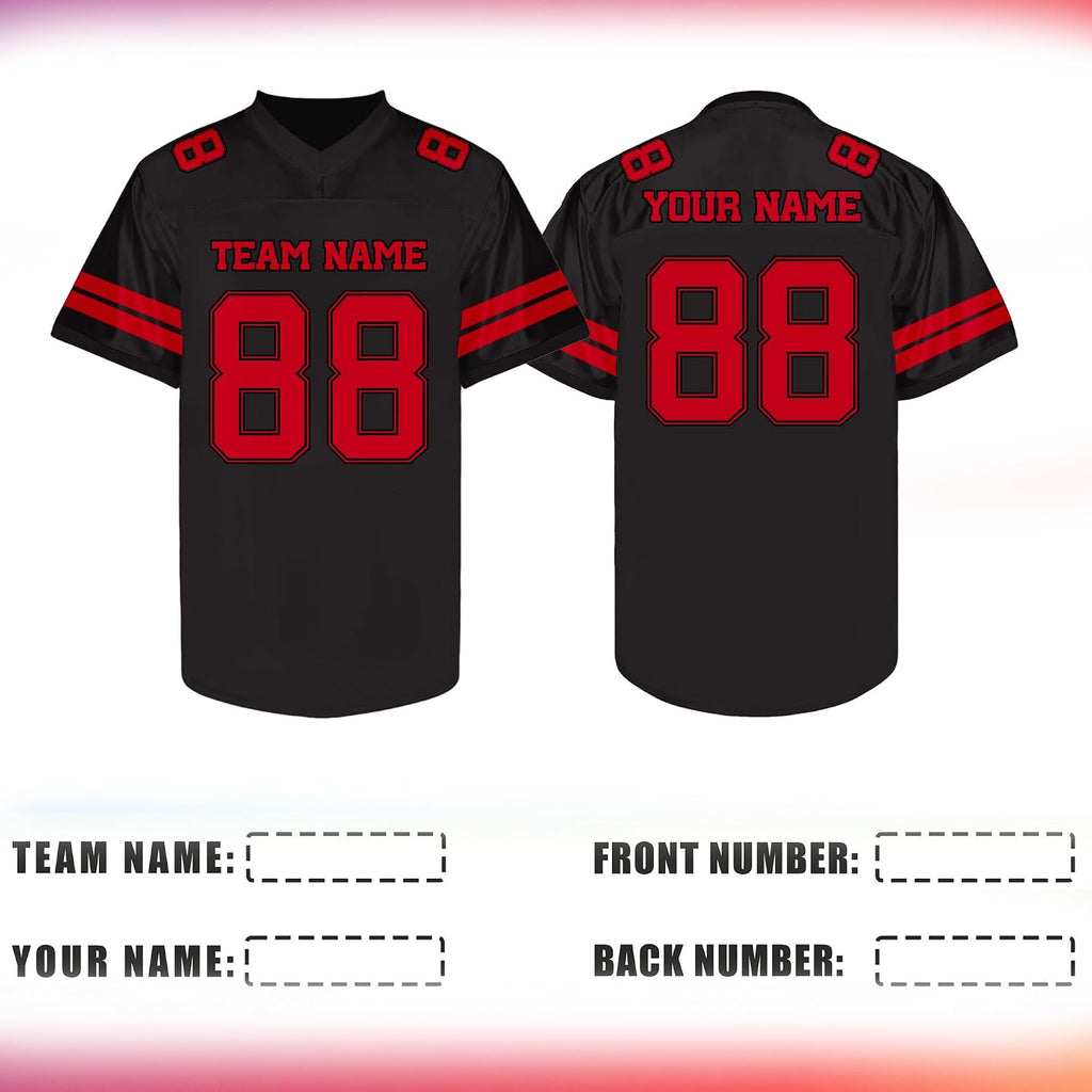 Custom Black and Red Football Jersey