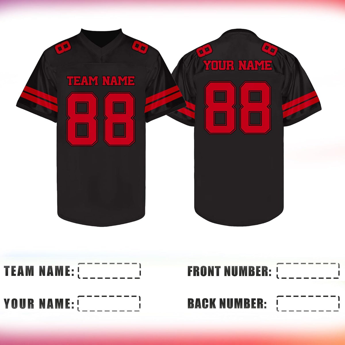 Custom Black and Red Football Jersey