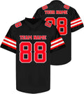 Custom Black and Red Football Jersey with Name and Number