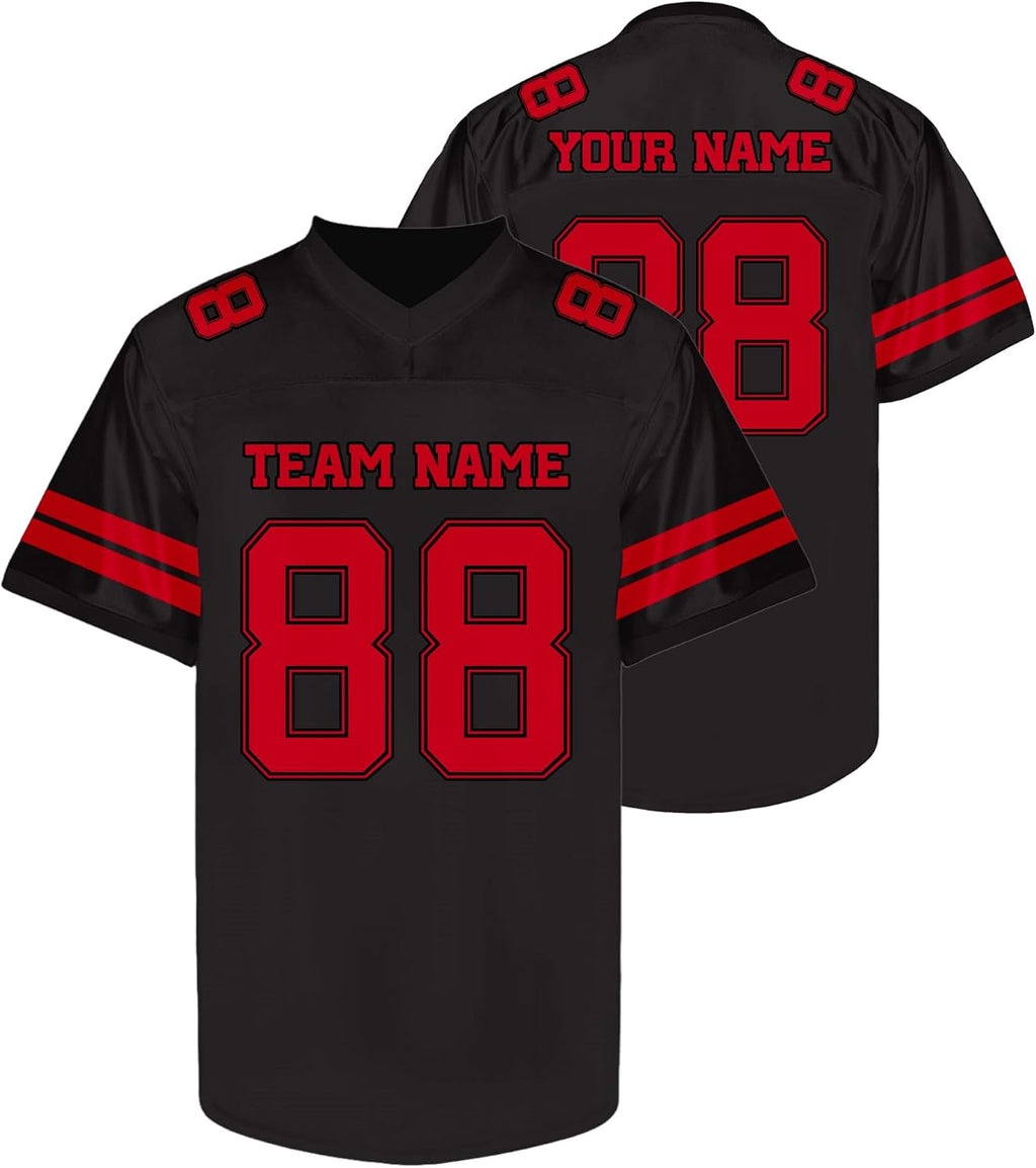Custom Black and Red Football Jersey