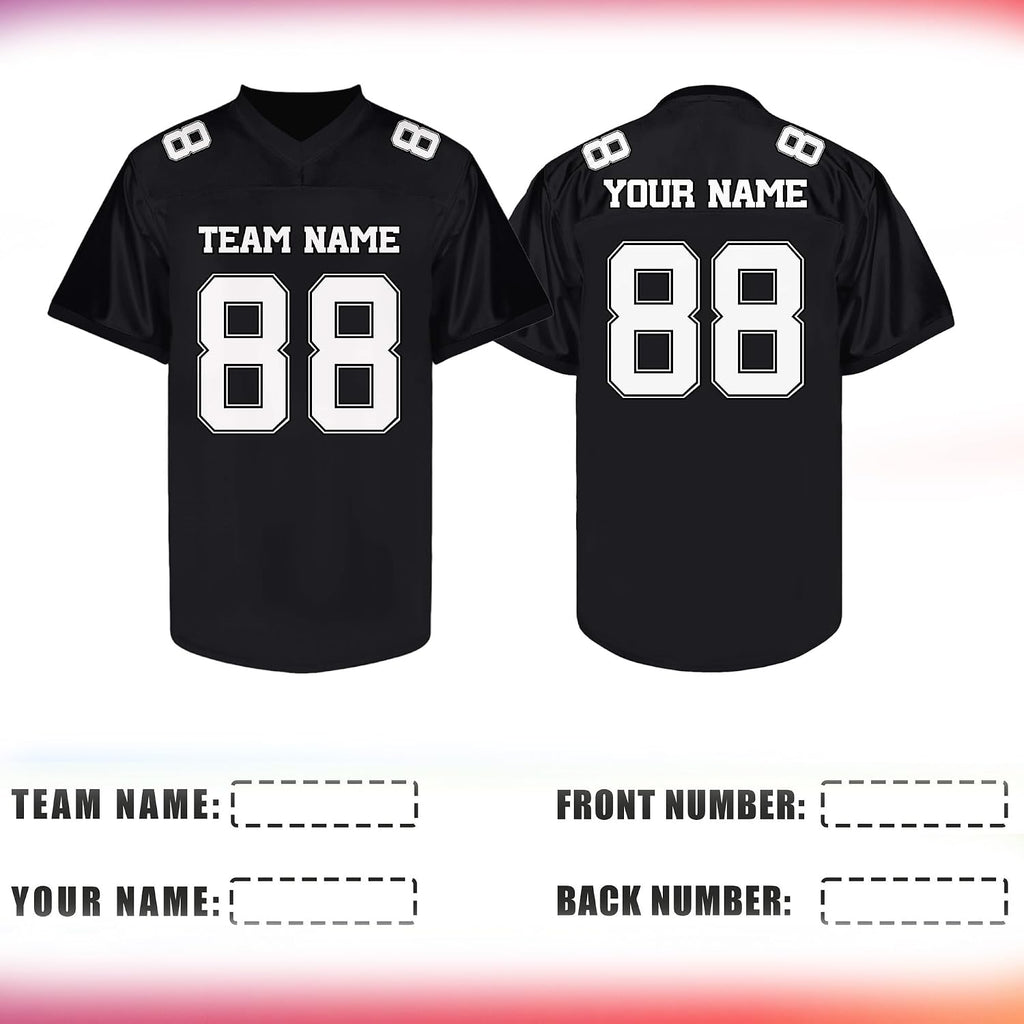Custom Solid Black Football Jersey