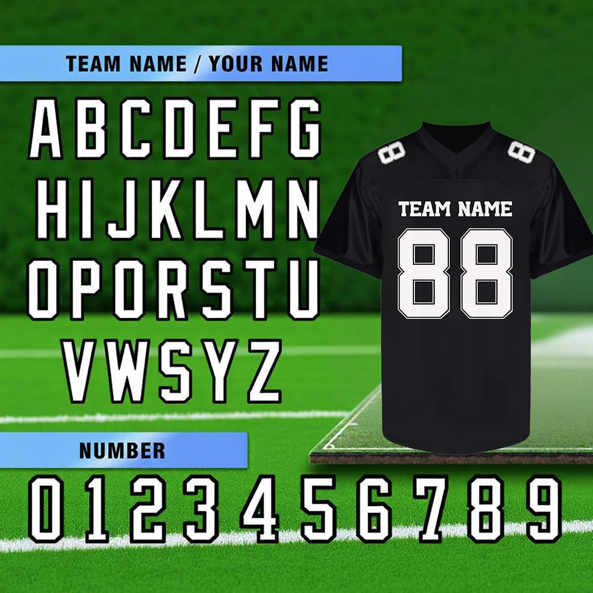 Custom Solid Black Football Jersey