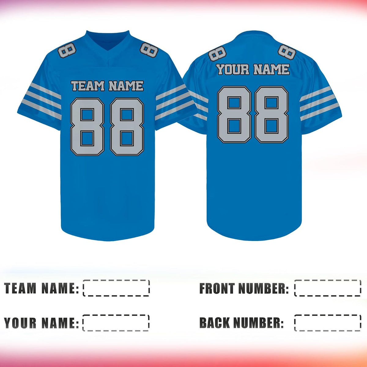 Custom Blue and Grey Football Jerseys