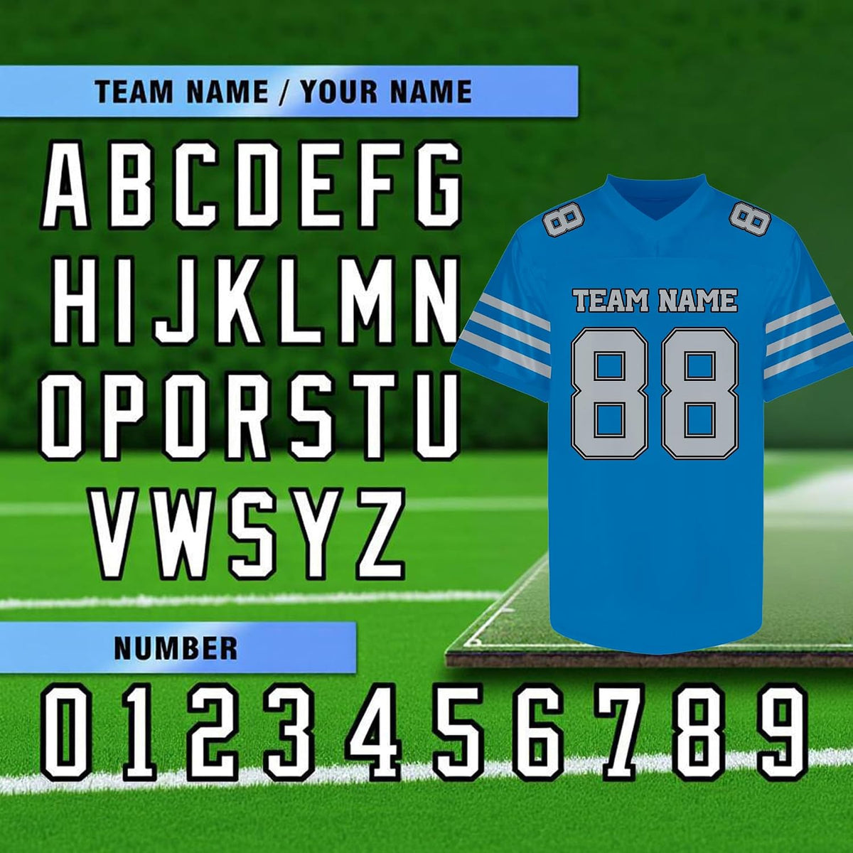 Custom Blue and Grey Football Jerseys
