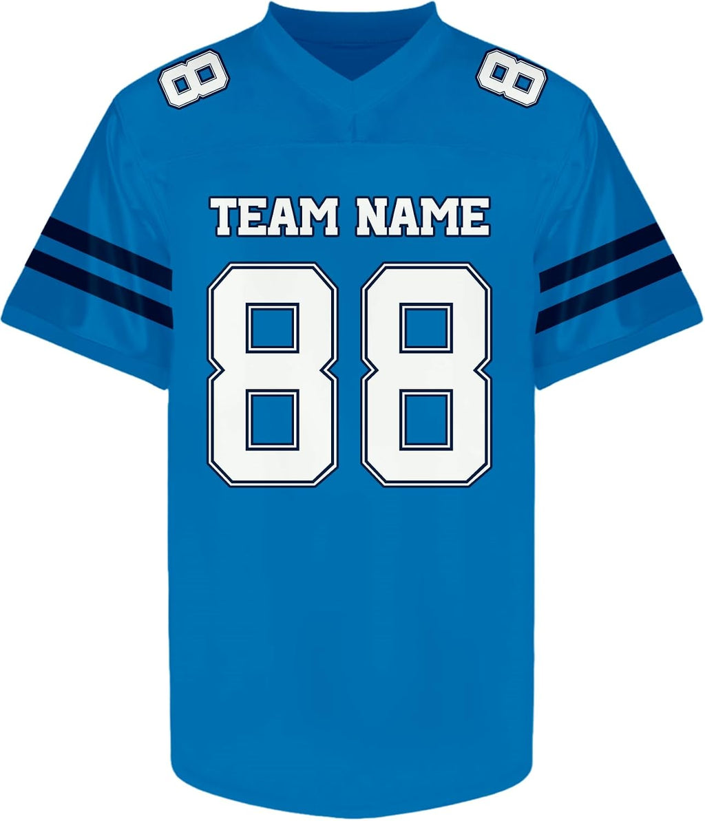 Custom Blue and White Football Jersey - Personalized Team Uniform
