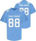 Custom Blue and White Football Jersey with Name and Number