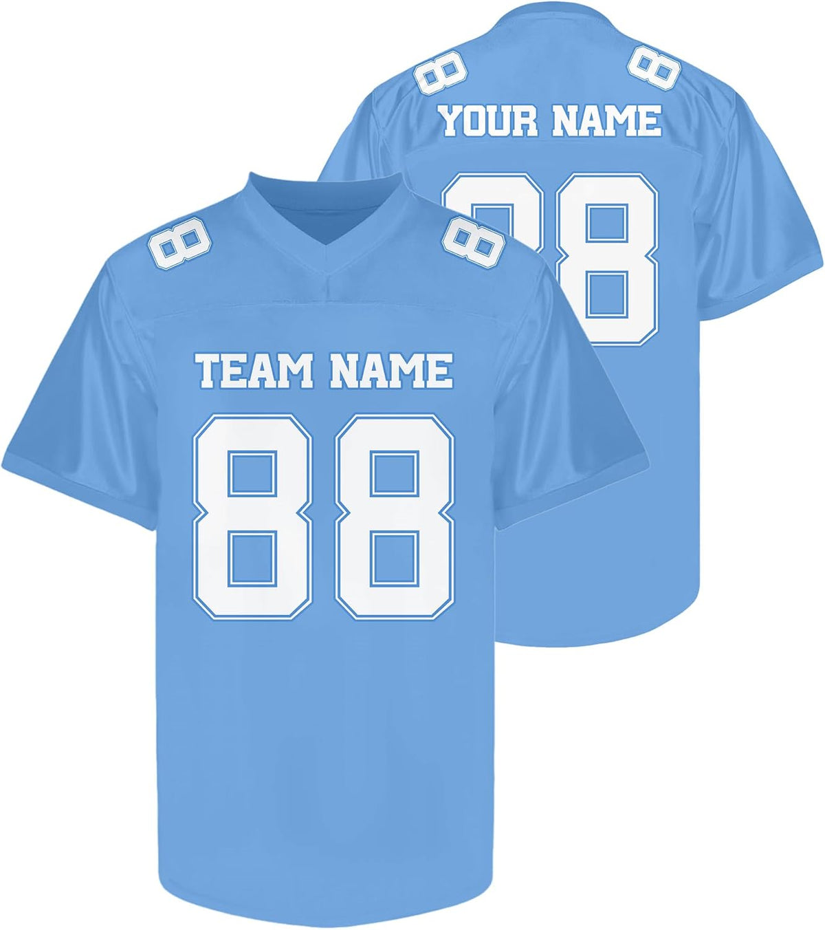Custom Blue and White Football Jersey with Name and Number