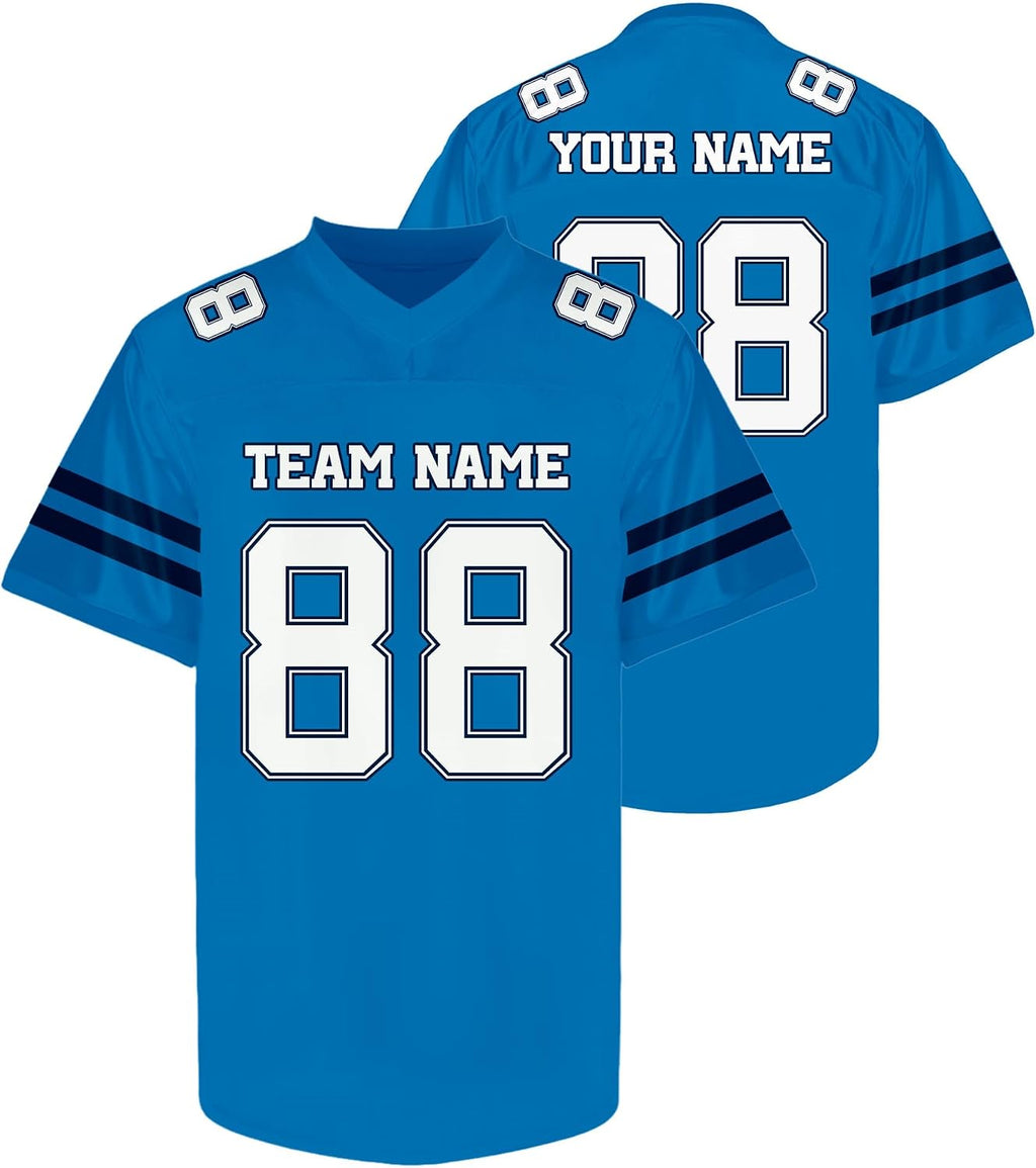 Custom Blue and White Football Jersey - Personalized Team Uniform