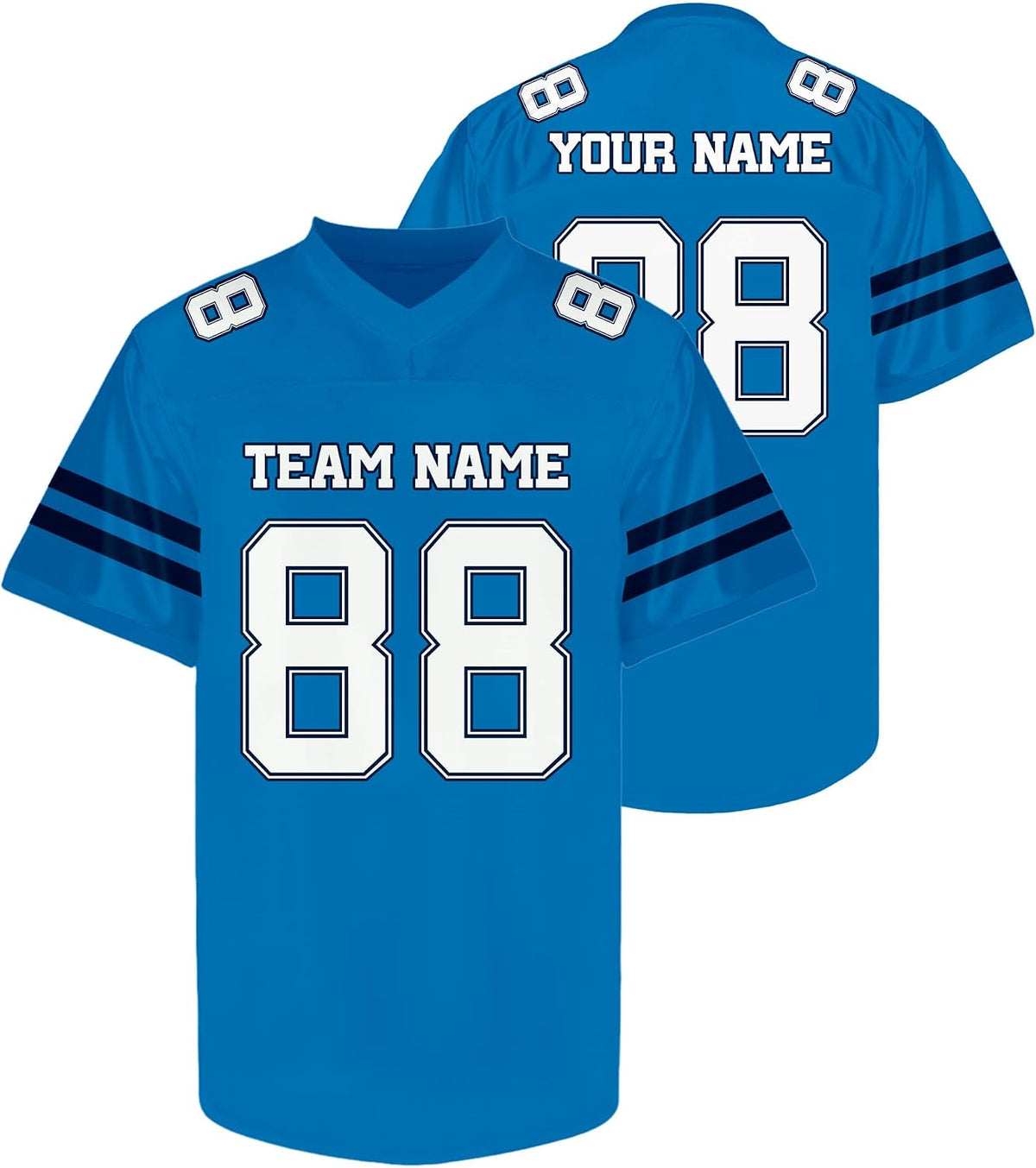 Custom Blue and White Football Jersey - Personalized Team Uniform