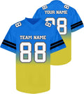 Custom Blue and Yellow Gradient Football Jersey Personalized Name and Number Team Uniform