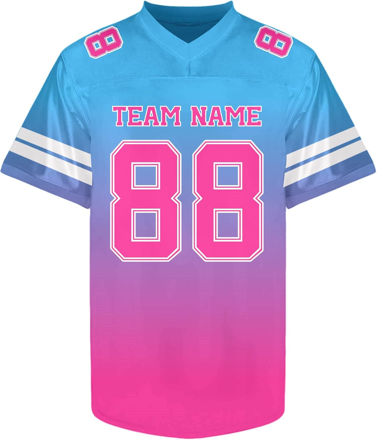 Custom Blue Pink Gradient Football Jersey Personalized Name and Number Team Uniform
