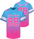 Custom Blue Pink Gradient Football Jersey Personalized Name and Number Team Uniform