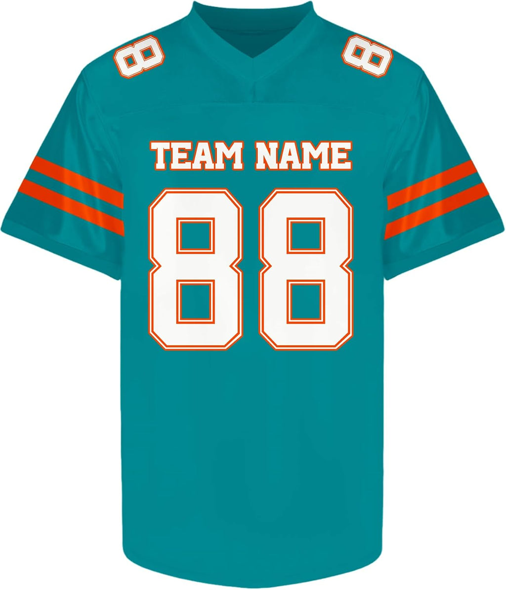 Custom Teal and Orange Football Jersey