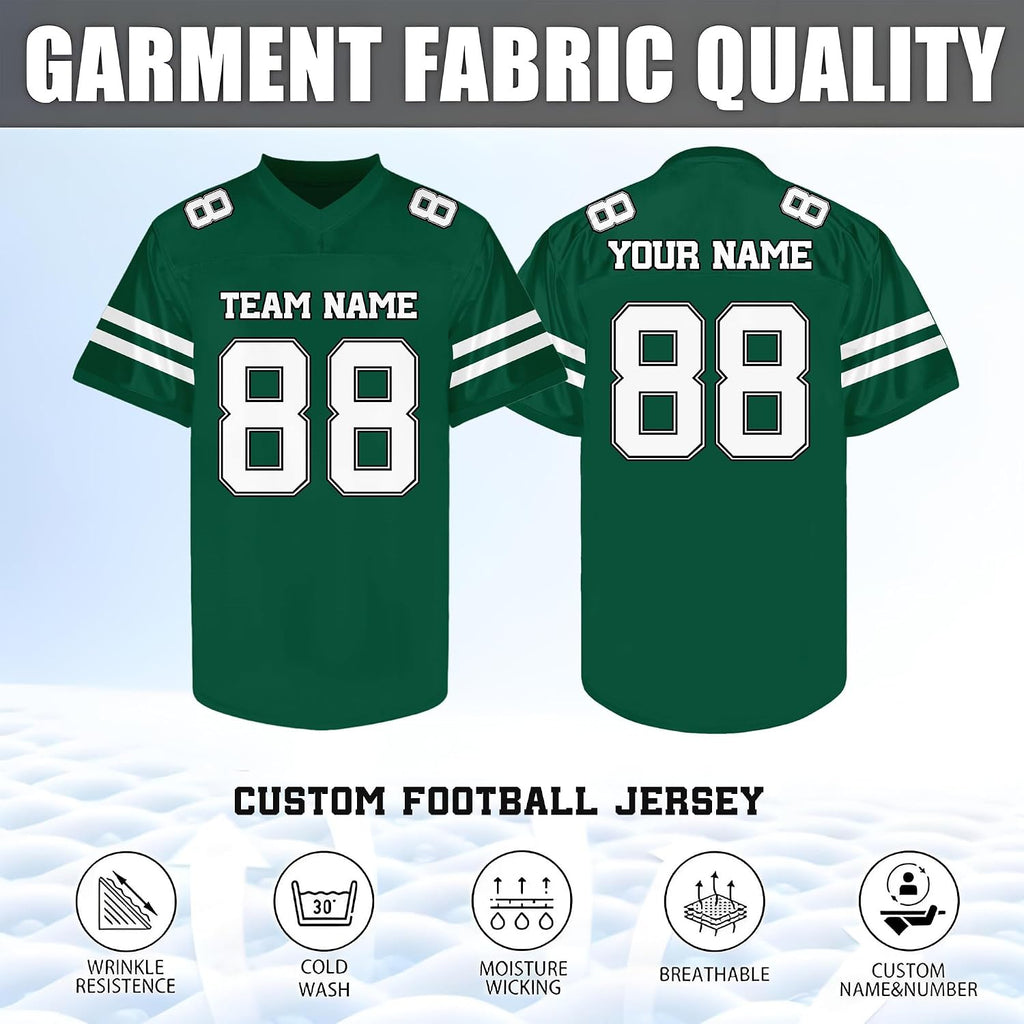 Custom Dark Green and White Football Jersey