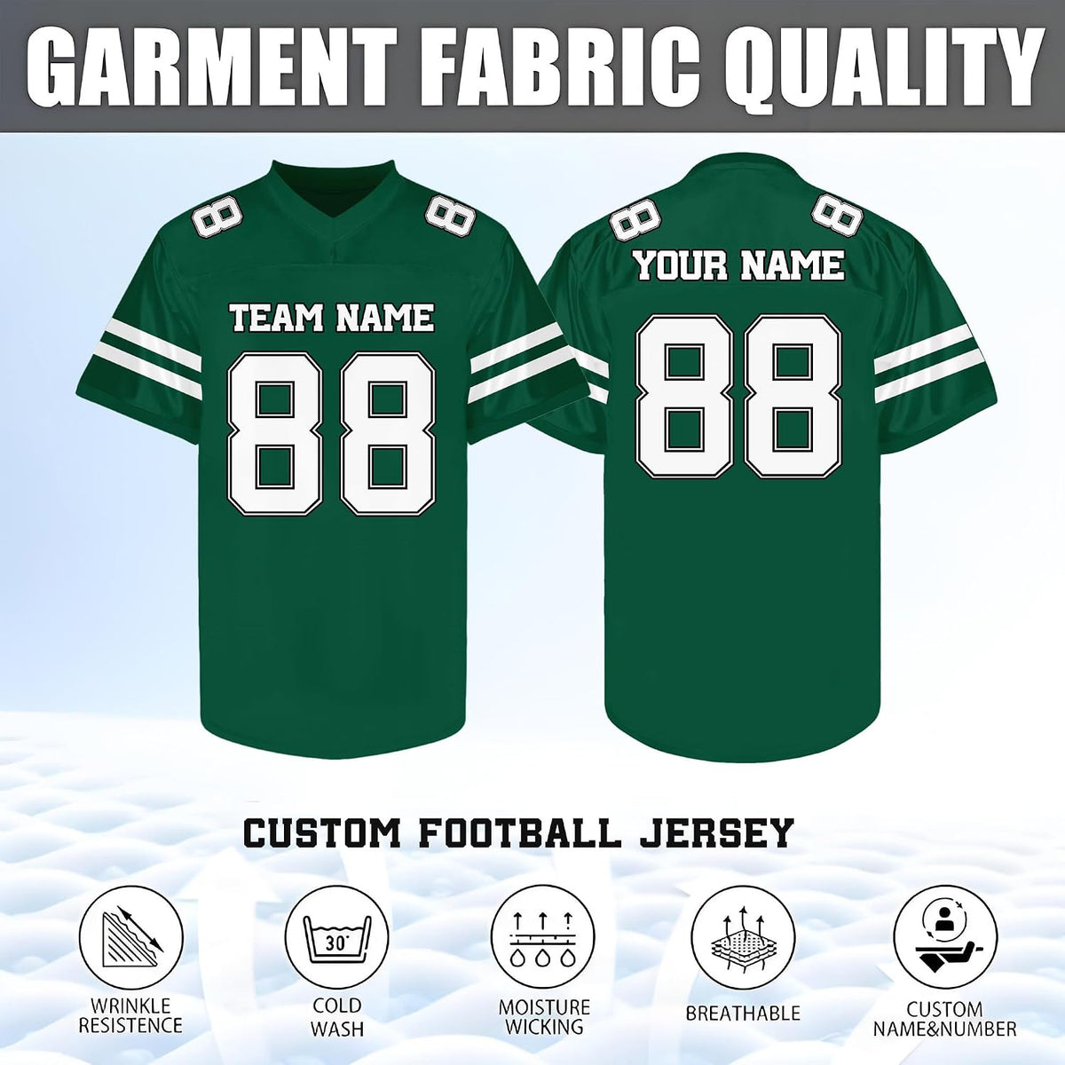 Custom Dark Green and White Football Jersey