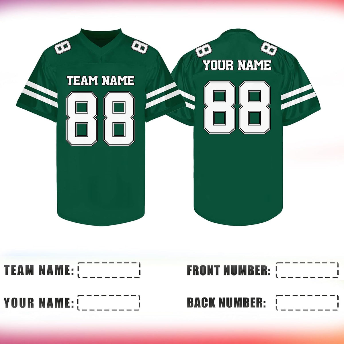 Custom Dark Green and White Football Jersey