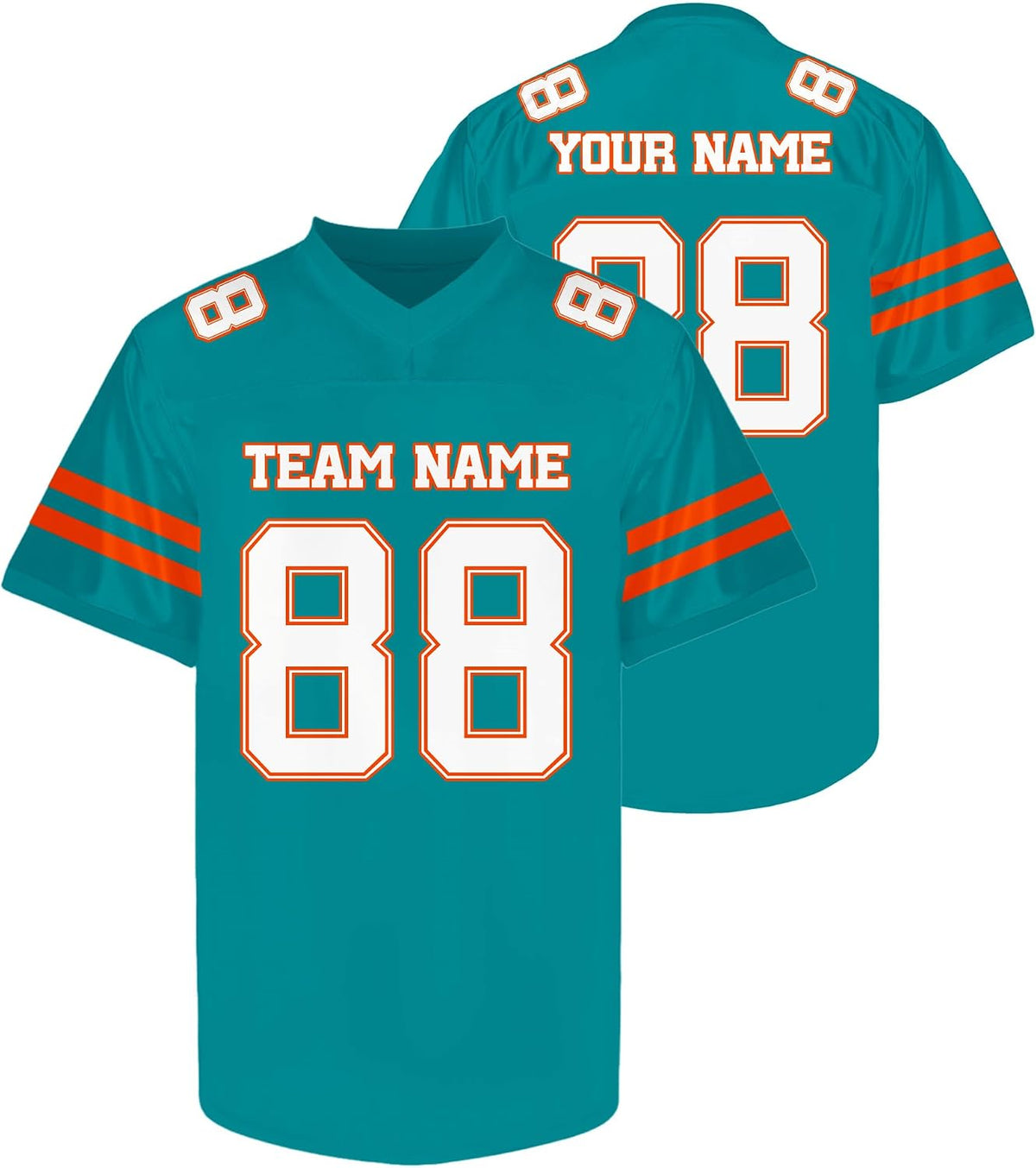 Custom Teal and Orange Football Jersey