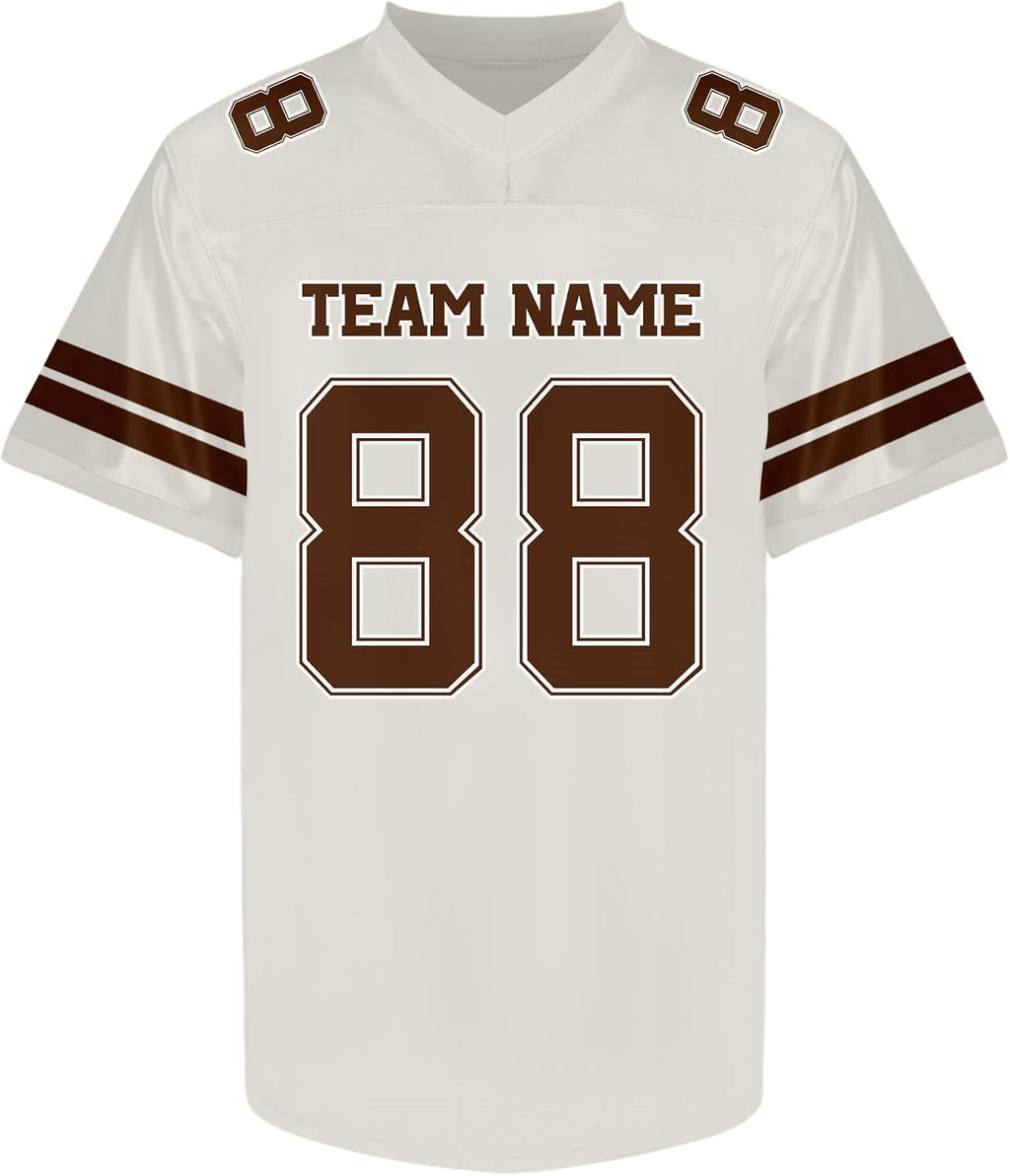 Custom Cream and Brown Football Jersey Personalized Name and Number Team Uniform