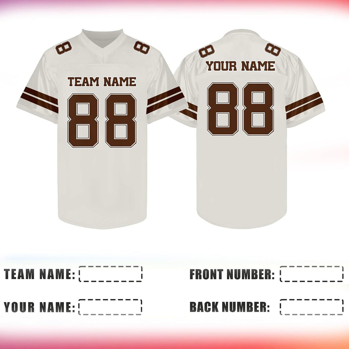 Custom Cream and Brown Football Jersey Personalized Name and Number Team Uniform