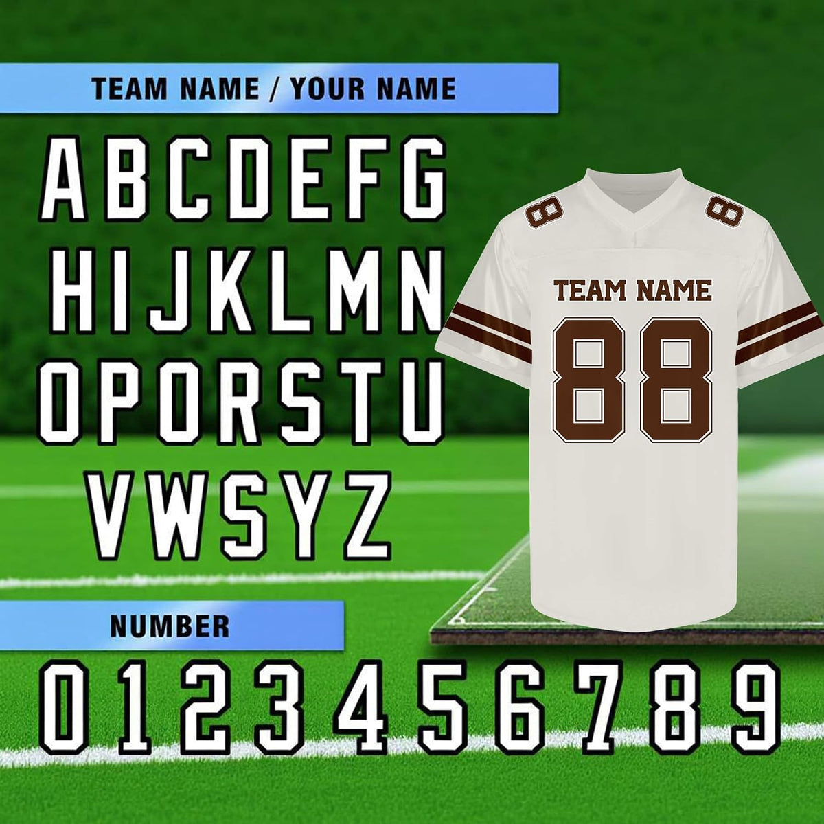 Custom Cream and Brown Football Jersey Personalized Name and Number Team Uniform