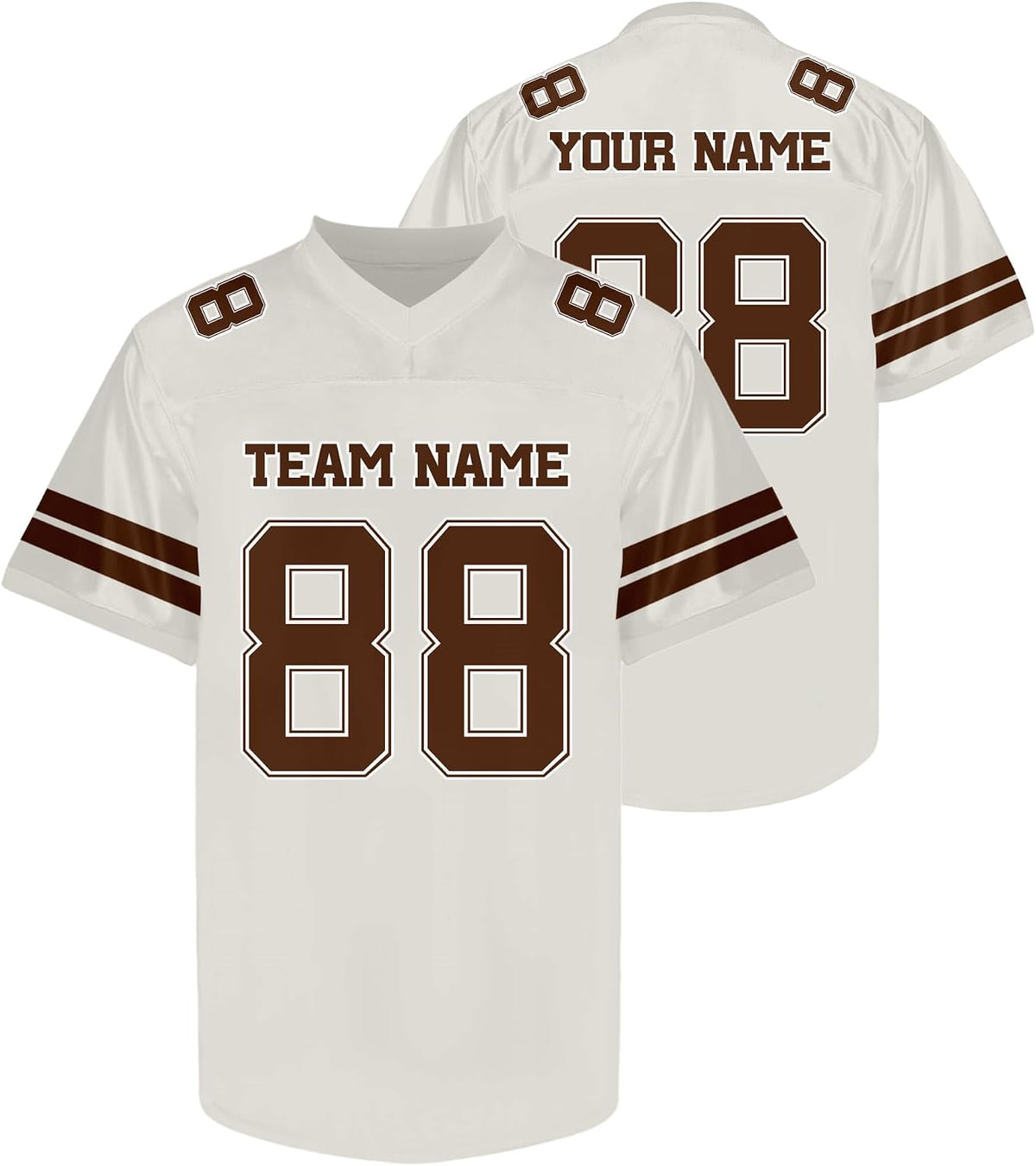Custom Cream and Brown Football Jersey Personalized Name and Number Team Uniform