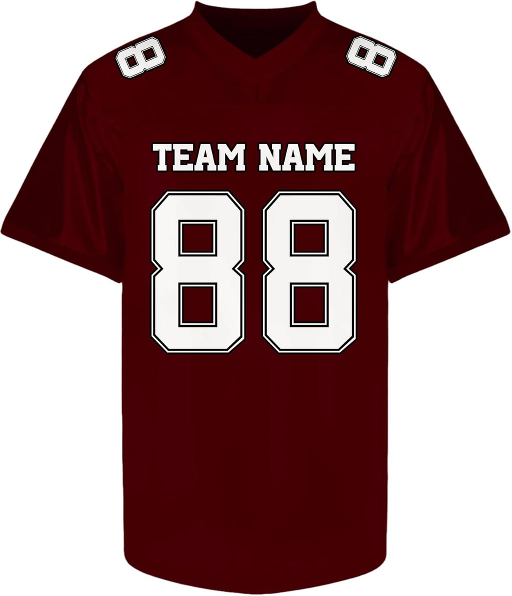 Custom Maroon Football Jersey with White Numbers and Lettering