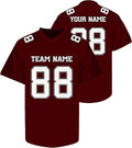 Custom Maroon Football Jersey with White Numbers and Lettering