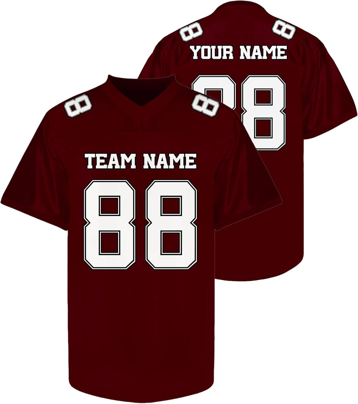 Custom Maroon Football Jersey with White Numbers and Lettering