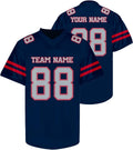 Custom Navy Football Jersey with Red Double Sleeve Stripes