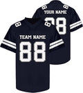 Custom Navy Football Jersey with White Double Sleeve Stripes