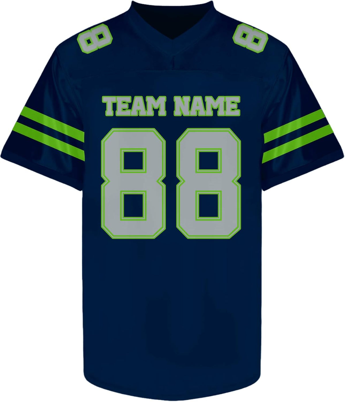 Custom Navy and Lime Green Football Jersey Personalized Name and Number Team Uniform