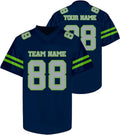 Custom Navy and Lime Green Football Jersey Personalized Name and Number Team Uniform
