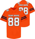 Custom Orange and White Football Jersey with Navy Sleeve Stripes