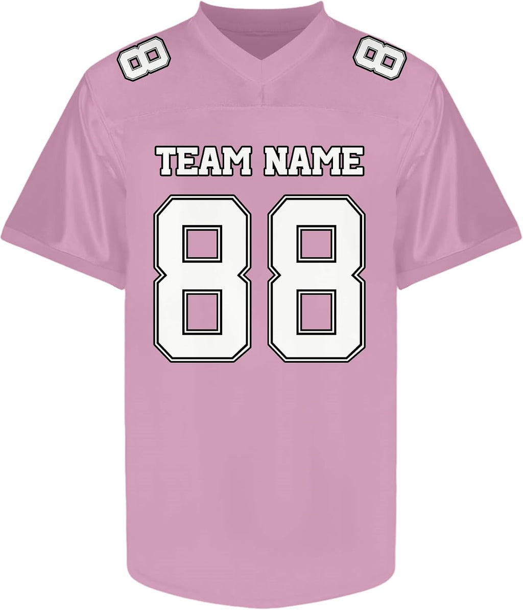 Custom Light Pink Football Jersey with White Numbers and Lettering