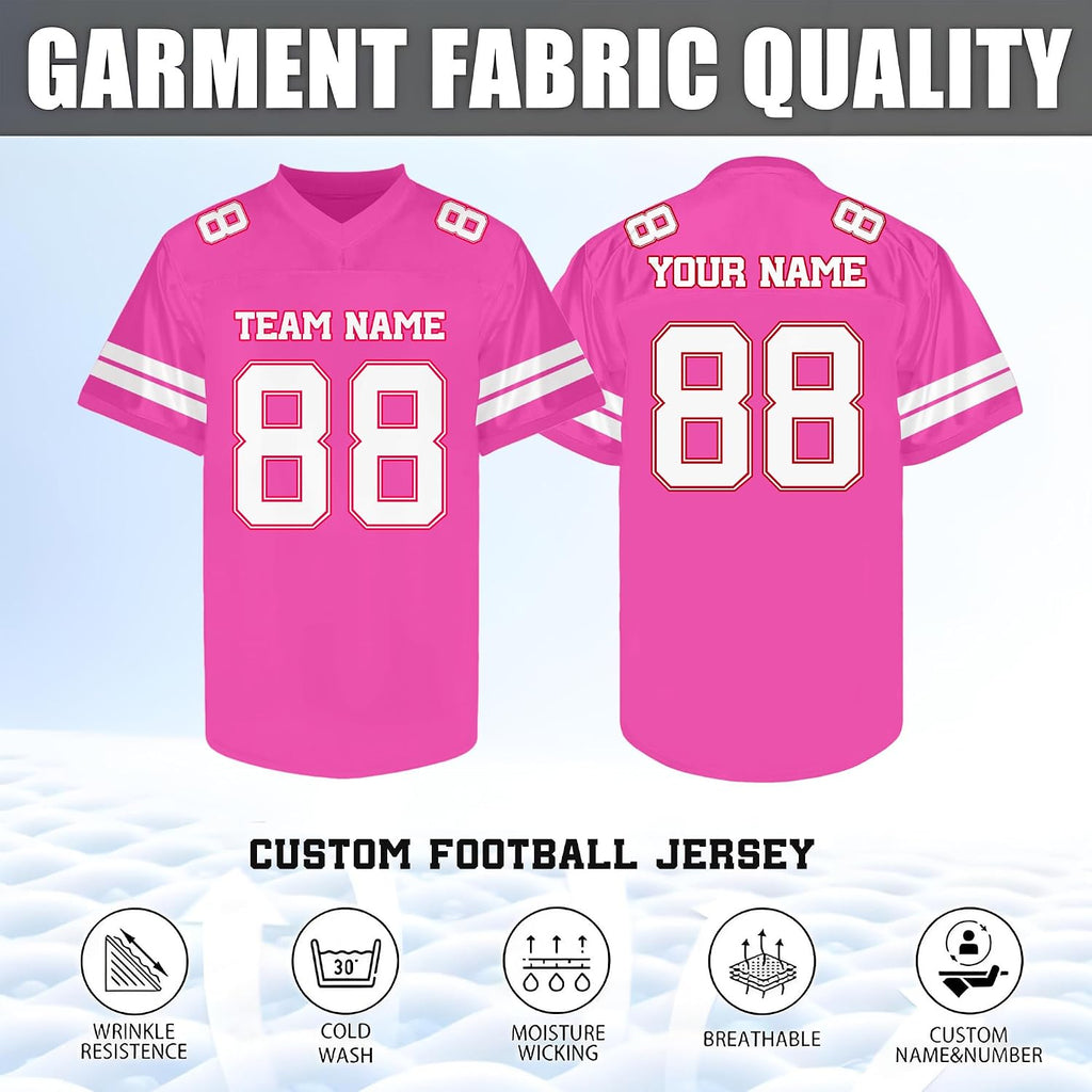 Custom Hot Pink Football Jersey Personalized Name and Number Team Uniform