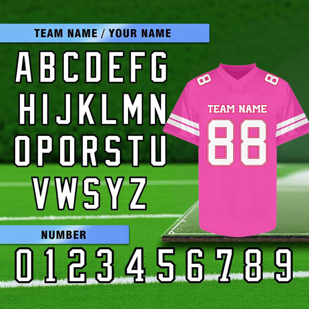 Custom Hot Pink Football Jersey Personalized Name and Number Team Uniform