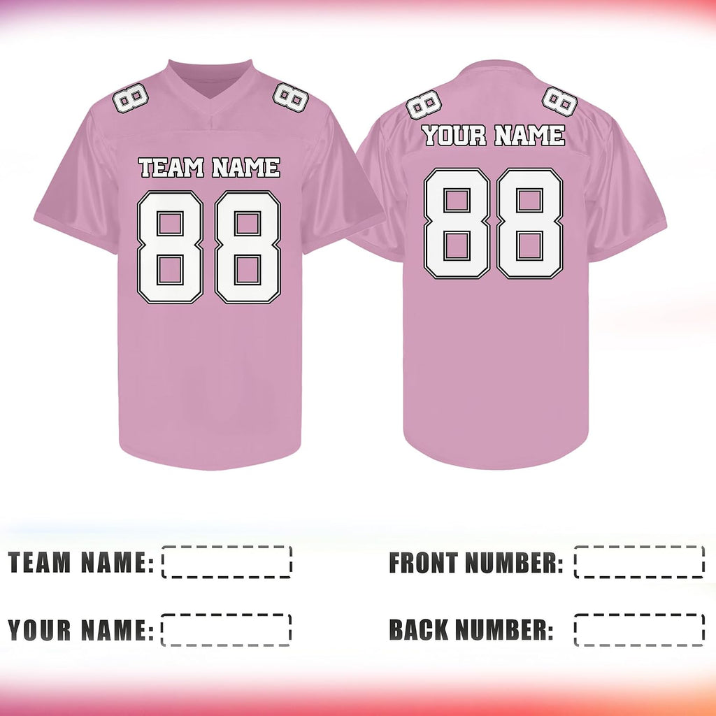 Custom Light Pink Football Jersey with White Numbers and Lettering