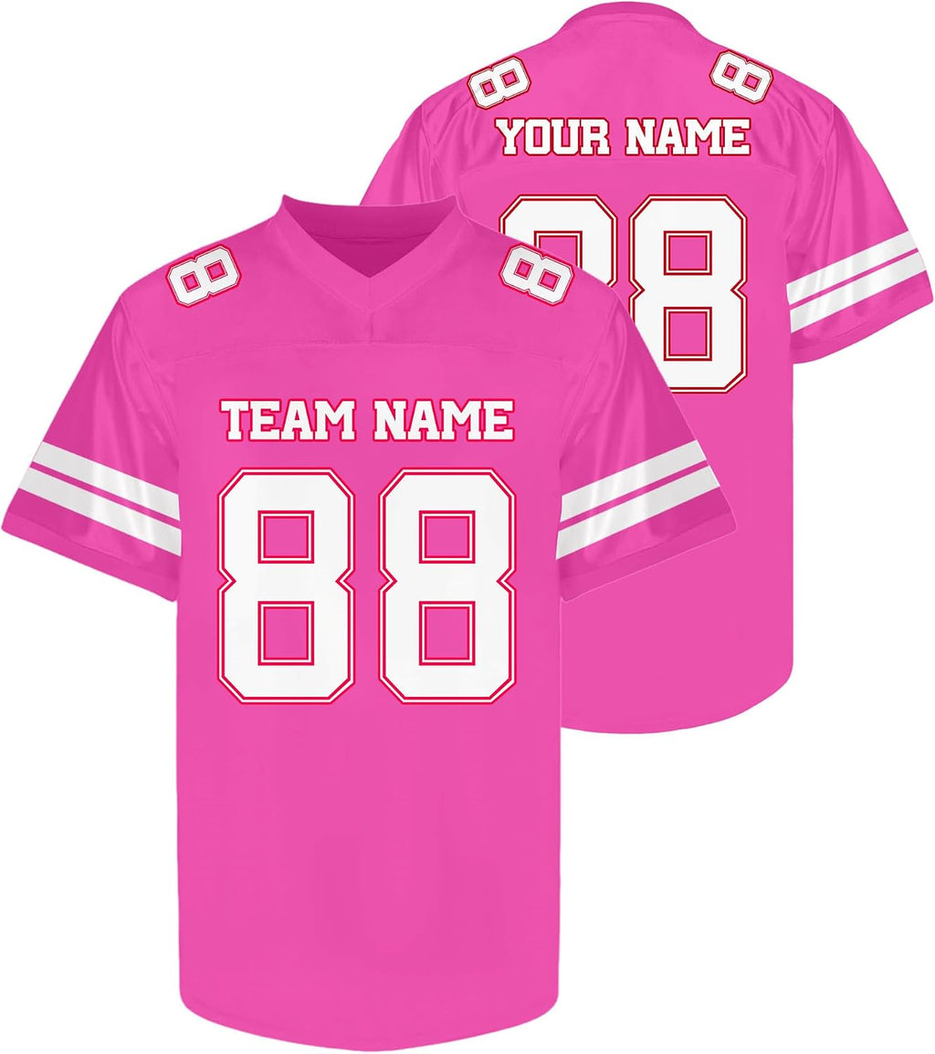 Custom Hot Pink Football Jersey Personalized Name and Number Team Uniform