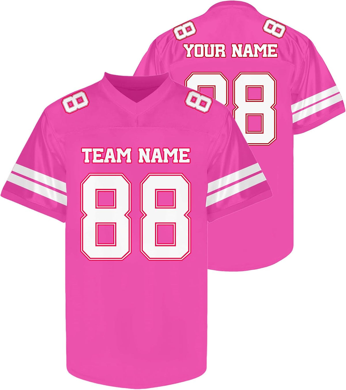 Custom Hot Pink Football Jersey Personalized Name and Number Team Uniform