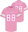 Custom Pink and White Football Jersey with Name, Number and Team Name