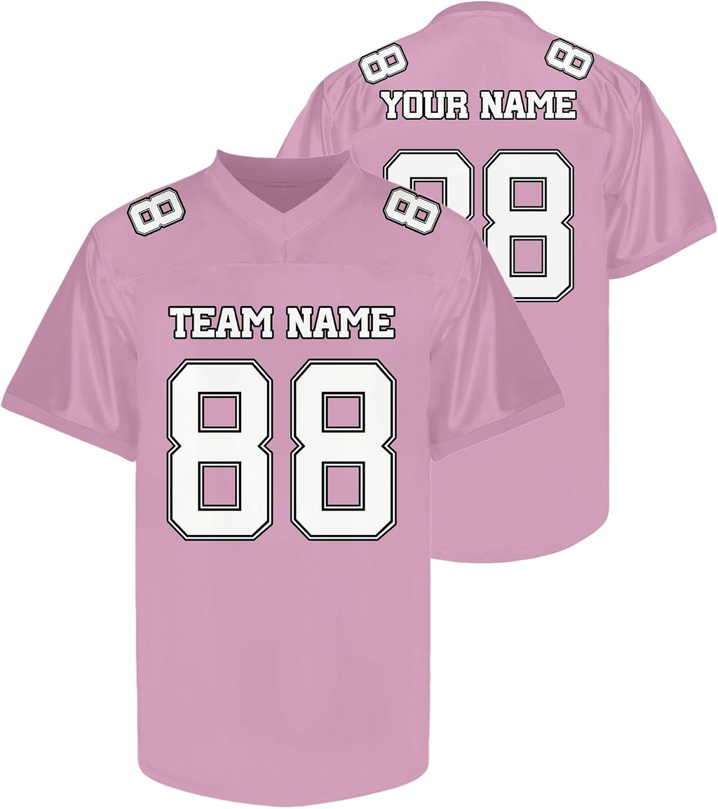 Custom Light Pink Football Jersey with White Numbers and Lettering