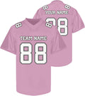 Custom Light Pink Football Jersey with White Numbers and Lettering