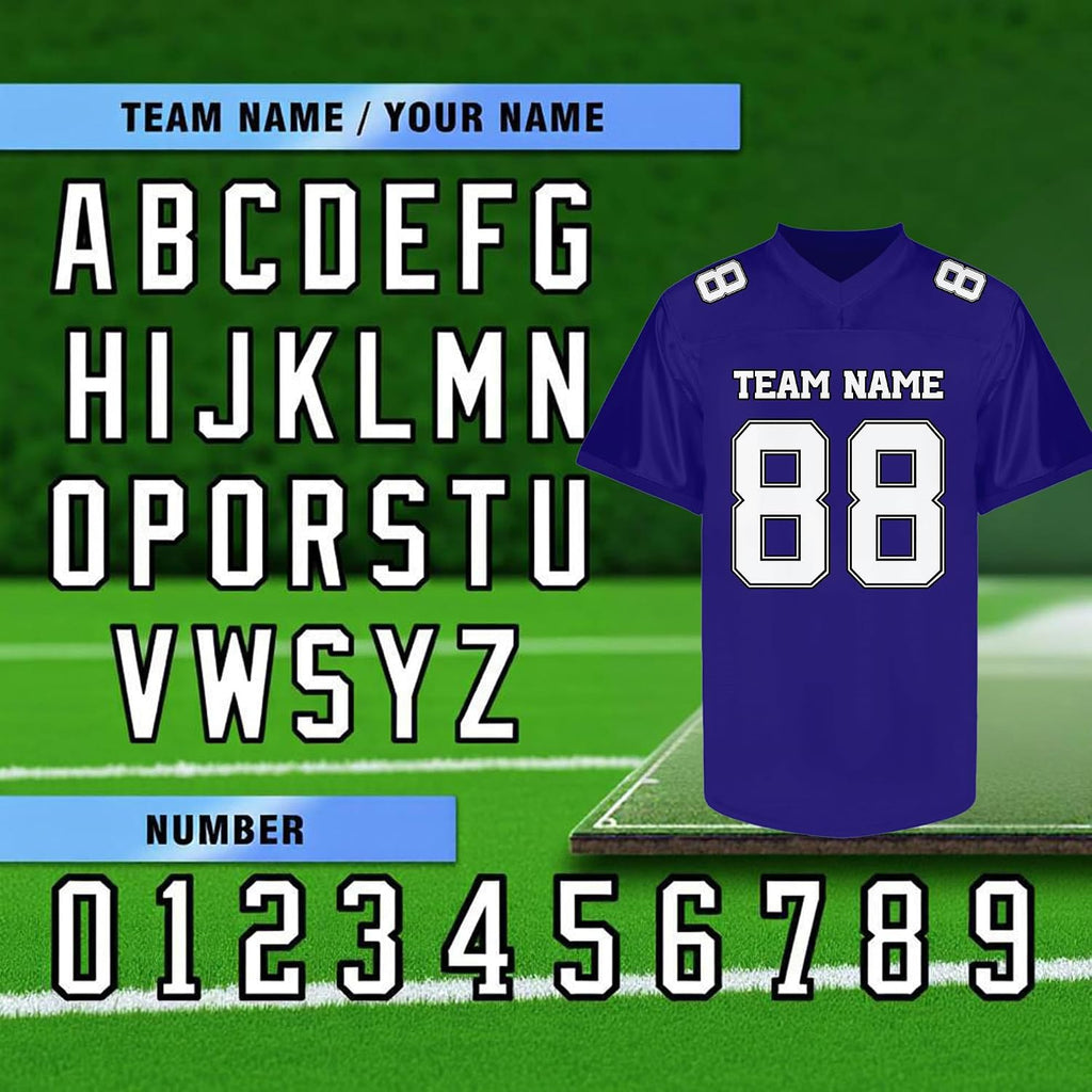 Custom Purple Football Jersey with White Numbers and Lettering