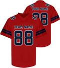 Custom Red Football Jersey with Navy Double Sleeve Stripes