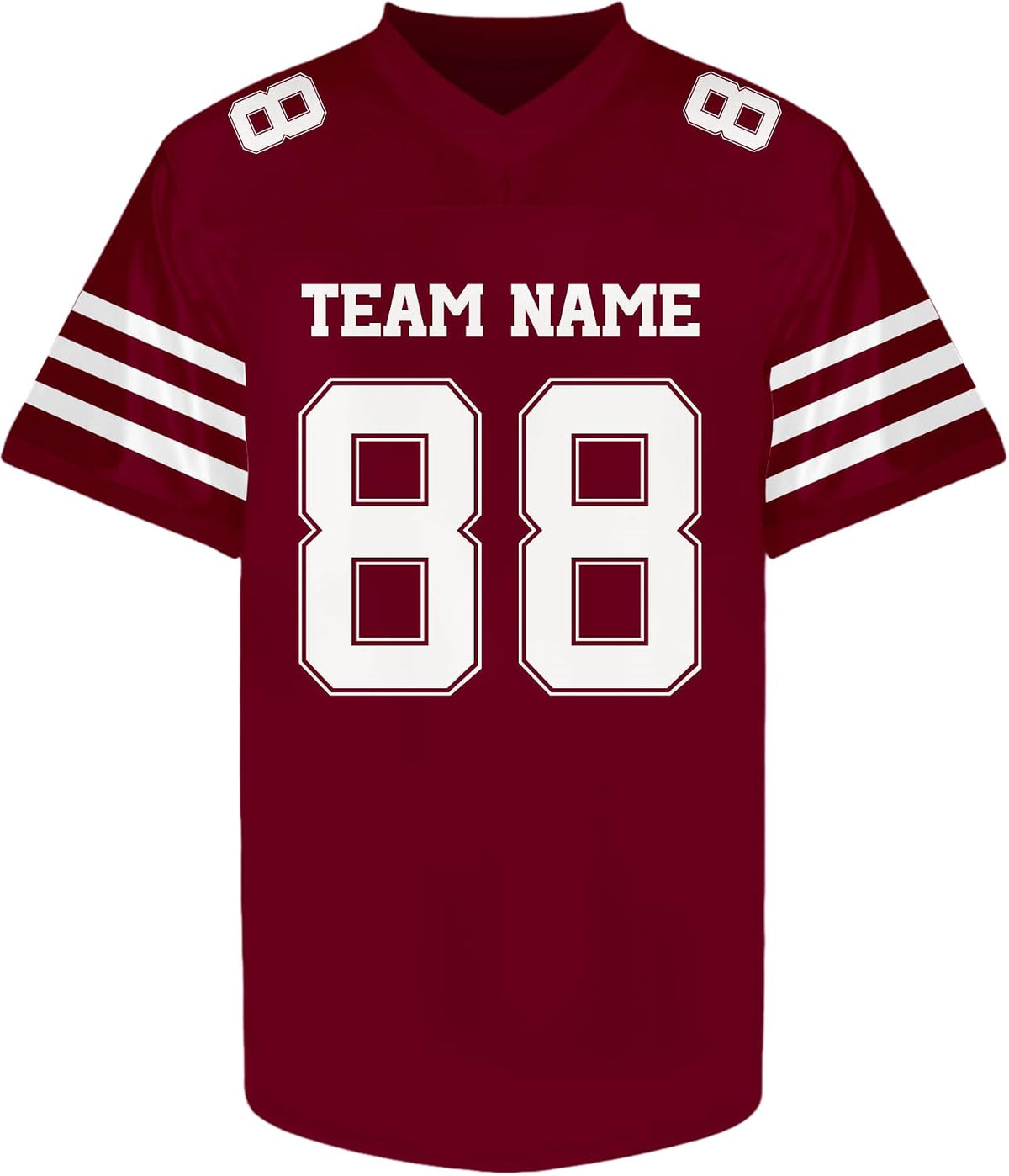 Custom Maroon and White Football Jersey with Name and Number