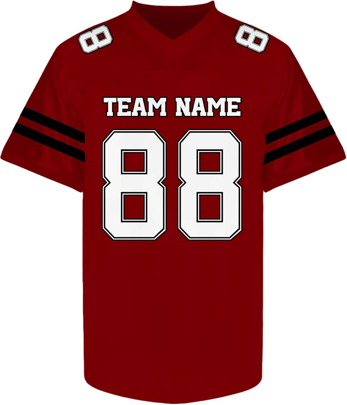 Custom Red and White Football Jersey with Sleeve Stripes