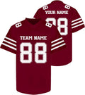 Custom Maroon and White Football Jersey with Name and Number
